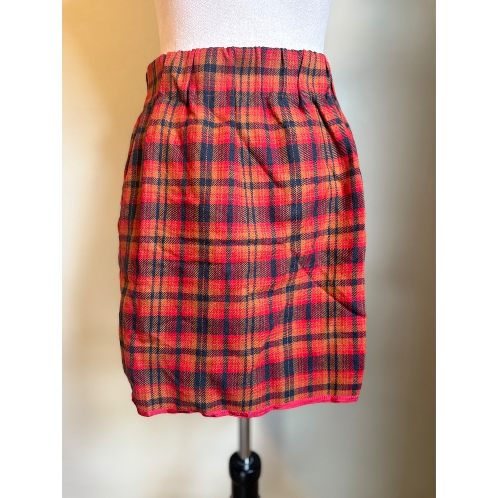 J. Crew Plaid Wool Blend y2k 2 Red Black Orange academia‎ preppy whimsi boho - Picture 2 of 3